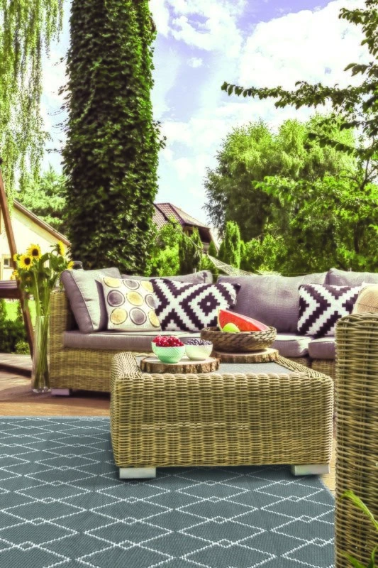 Buitenkleed MESH Dark Grey / White - 180 X 120 Cm 5 Buitenkleed MESH Dark Grey / White - 180 X 120 Cm - Afbeelding 3