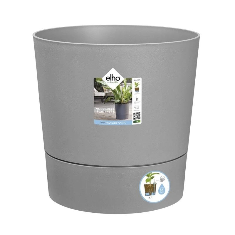 Elho Bloempot Greensense Aqua Care Rond 35cm Grijs 3 Elho Bloempot Greensense Aqua Care Rond 35cm Grijs