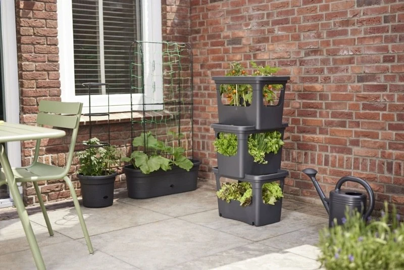 Elho Plantenbak Green Basics Stack & Grow Large Zwart 7 Elho Plantenbak Green Basics Stack & Grow Large Zwart - Afbeelding 5