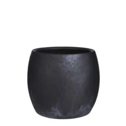 Lester Pot Rond Zwart Stone - H22xd24cm