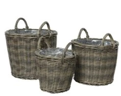 Mand Wicker Camille Grijs - Ø 28 X H 21 Cm -Buitentuin mand wicker camille grijs 28 x h 21 cm 1000x799 62417175c3a67 l