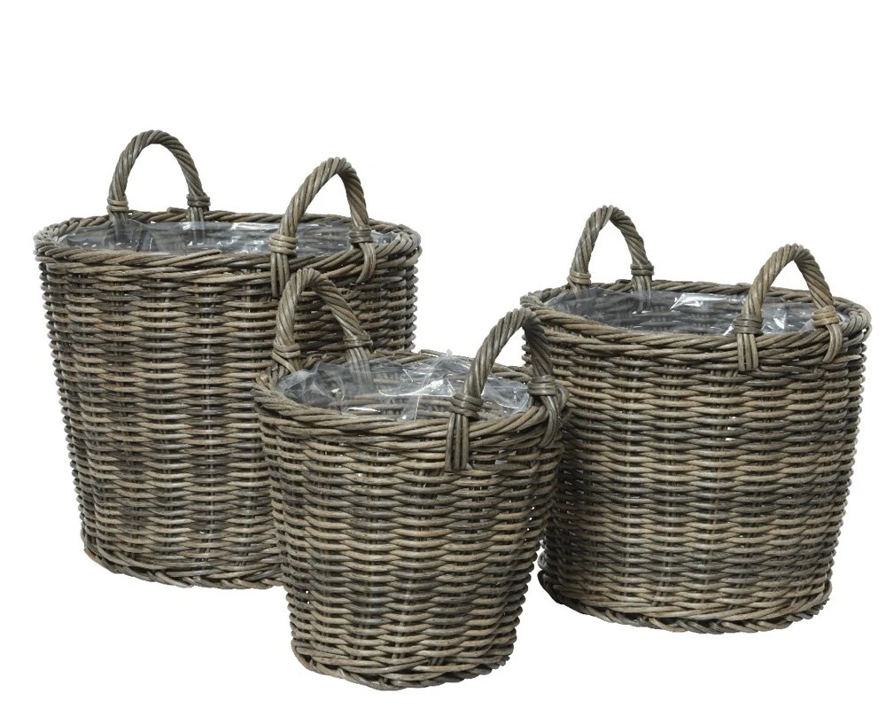 Mand Wicker Camille Grijs - Ø 34 X H 24 Cm 4 Mand Wicker Camille Grijs - Ø 34 X H 24 Cm - Afbeelding 2