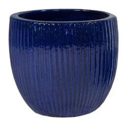 Portly Egg Rib Falling Blue - Ø 28 X H 25 Cm