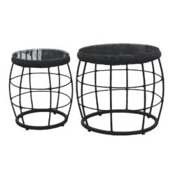 Royal Seasons COCOON Bijzettafel Zwart - Set Van 2
