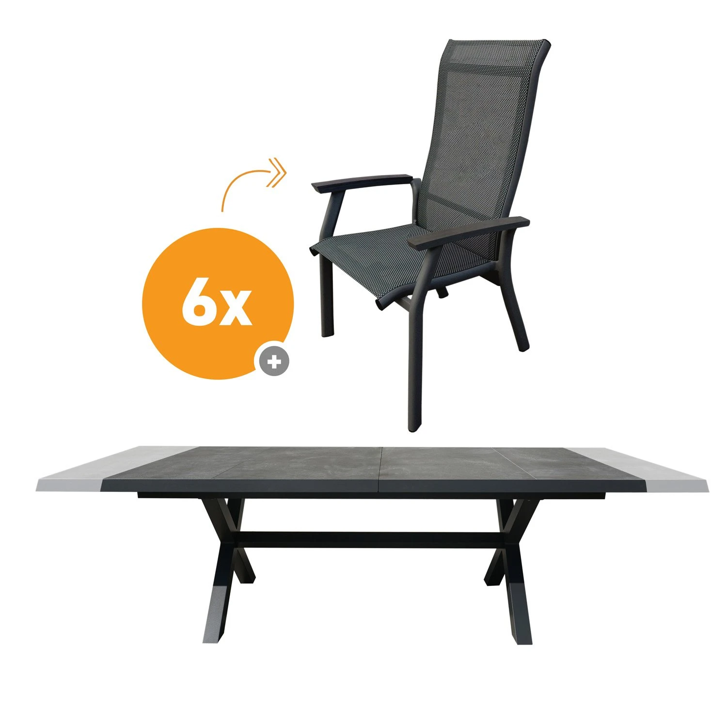 Royal Seasons PORTO Uitschuifbare Dining Set Met 6 Stoelen 3 Royal Seasons PORTO Uitschuifbare Dining Set Met 6 Stoelen