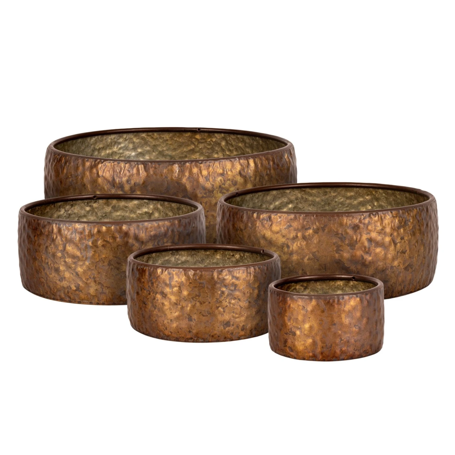 Schaal Metaal Antique Copper - Ø 35 X H 12,5 Cm 4 Schaal Metaal Antique Copper - Ø 35 X H 12,5 Cm - Afbeelding 2